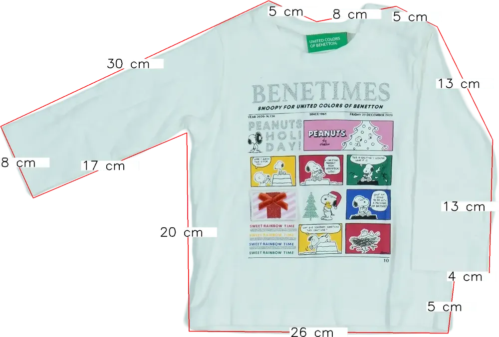 Fehér Benetton Hosszú ujjú felső EU 74 / UK 6-9 hónap / US 6-9 hónap