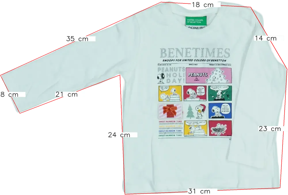 Fehér Benetton Hosszú ujjú felső EU 86 / UK 12-18 hónap / US 18 hónap