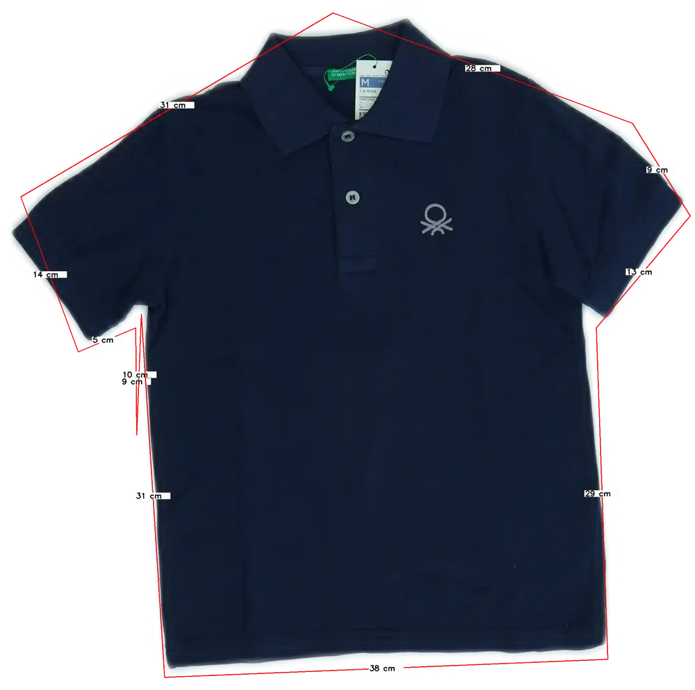 Kék Benetton Galléros póló EU 128 / UK 8 év / US 8 év/M