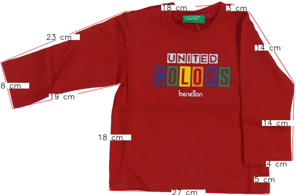 Piros Benetton Hosszú ujjú felső EU 80 / UK 9-12 hónap / US 12 hónap