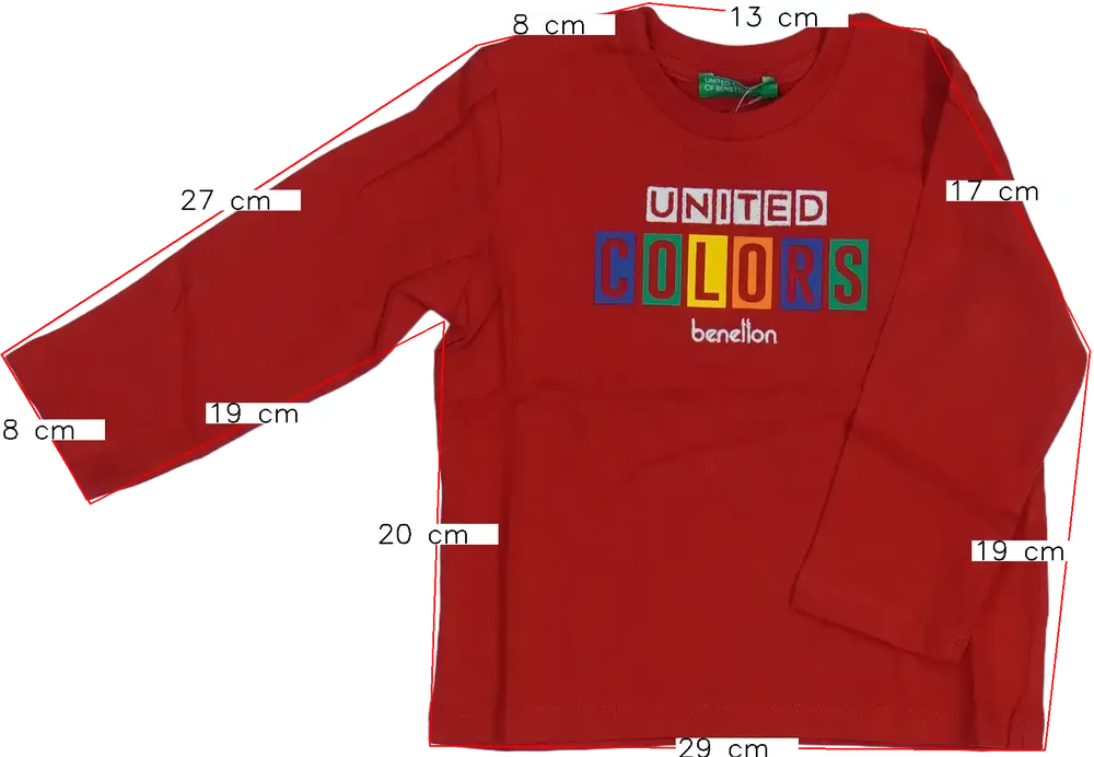 Piros Benetton Hosszú ujjú felső EU 86 / UK 12-18 hónap / US 18 hónap
