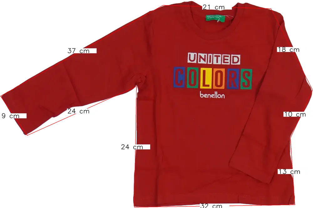 Piros Benetton Hosszú ujjú felső EU 98 / UK 3 év / US 3T