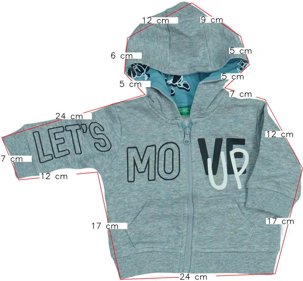 Szürke Benetton Kapucnis pulóver EU 68 / UK 3-6 hónap / US 3-6 hónap