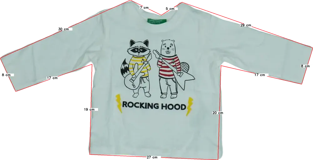 Fehér Benetton Hosszú ujjú felső EU 74 / UK 6-9 hónap / US 6-9 hónap