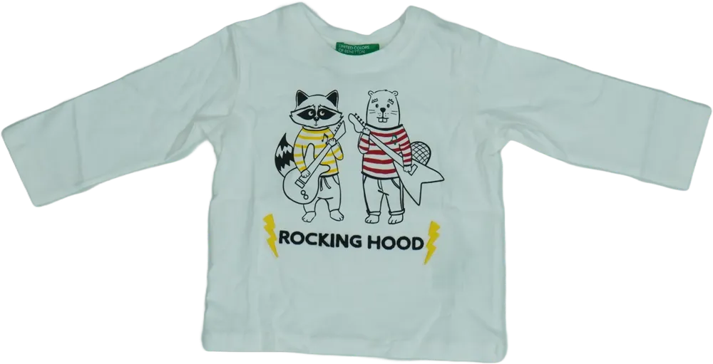 Fehér Benetton Hosszú ujjú felső EU 74 / UK 6-9 hónap / US 6-9 hónap