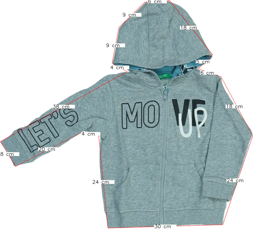 Szürke Benetton Kapucnis pulóver EU 104 / UK 4 év / US 4T/XS