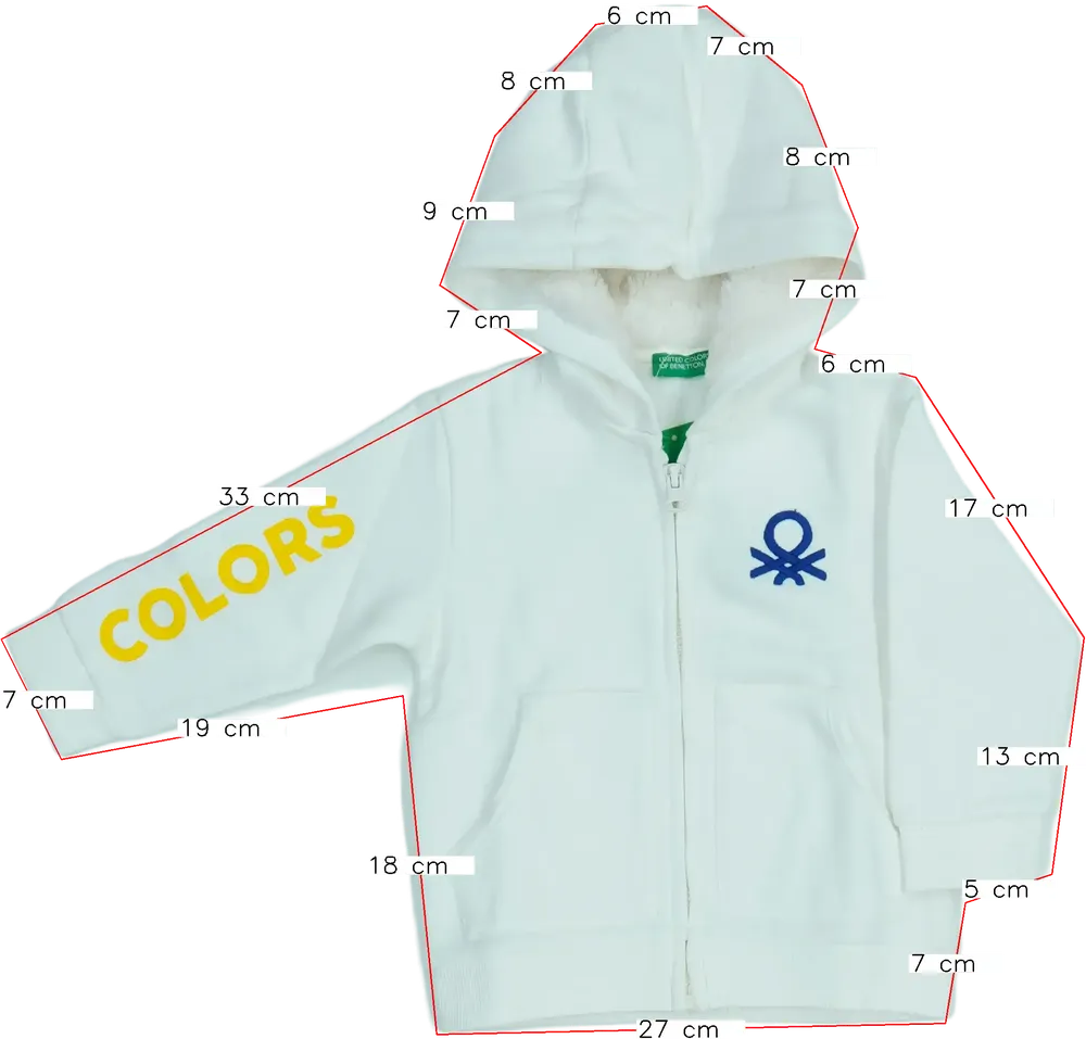 Fehér Benetton Kapucnis pulóver EU 86 / UK 12-18 hónap / US 18 hónap