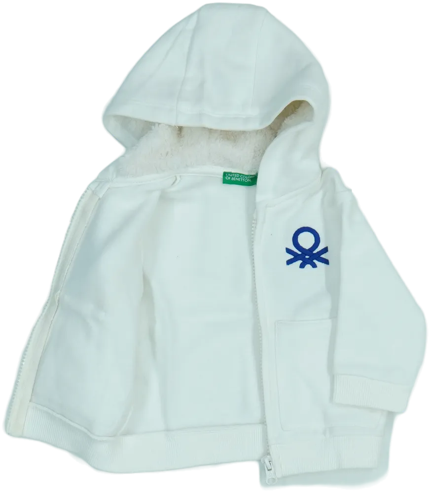 Fehér Benetton Kapucnis pulóver EU 74 / UK 6-9 hónap / US 6-9 hónap