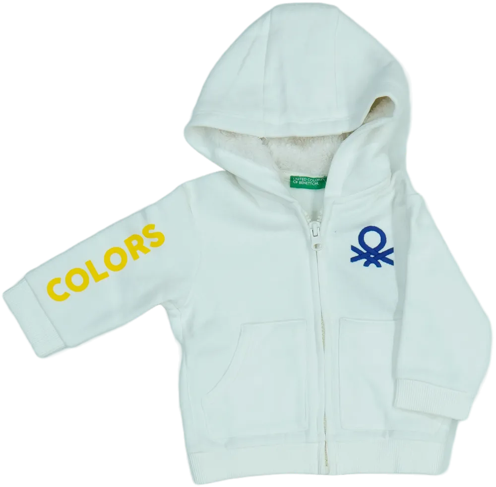 Fehér Benetton Kapucnis pulóver EU 74 / UK 6-9 hónap / US 6-9 hónap