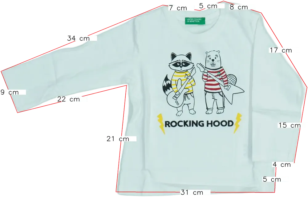 Fehér Benetton Hosszú ujjú felső EU 86 / UK 12-18 hónap / US 18 hónap