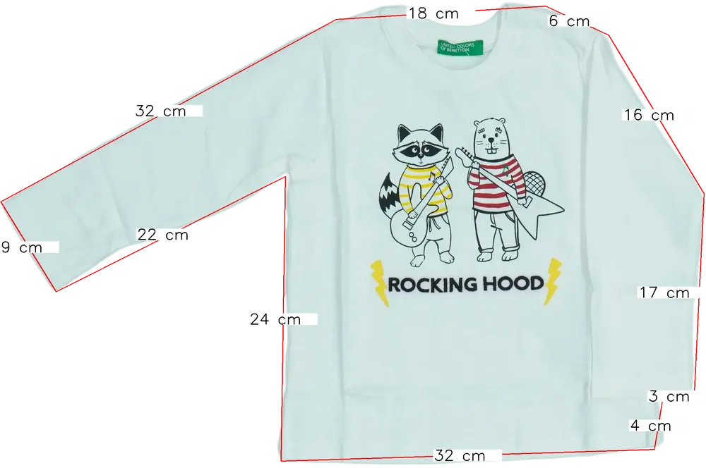 Fehér Benetton Hosszú ujjú felső EU 92 / UK 2 év / US 2T