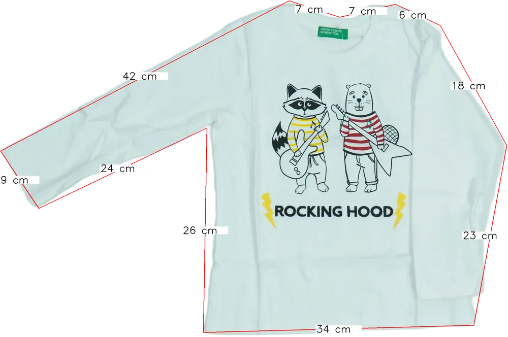 Fehér Benetton Hosszú ujjú felső EU 98 / UK 3 év / US 3T