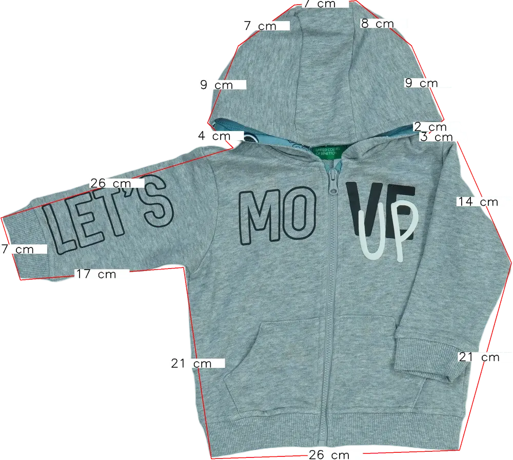 Szürke Benetton Kapucnis pulóver EU 86 / UK 12-18 hónap / US 18 hónap