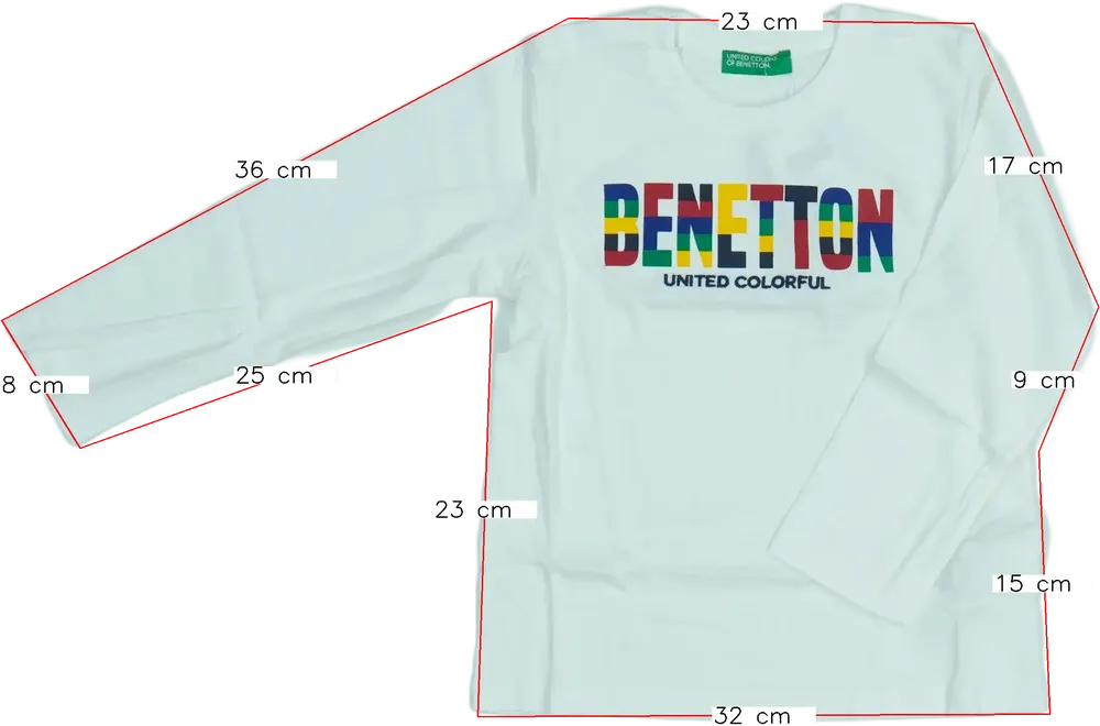 Fehér Benetton Hosszú ujjú felső EU 98 / UK 3 év / US 3T