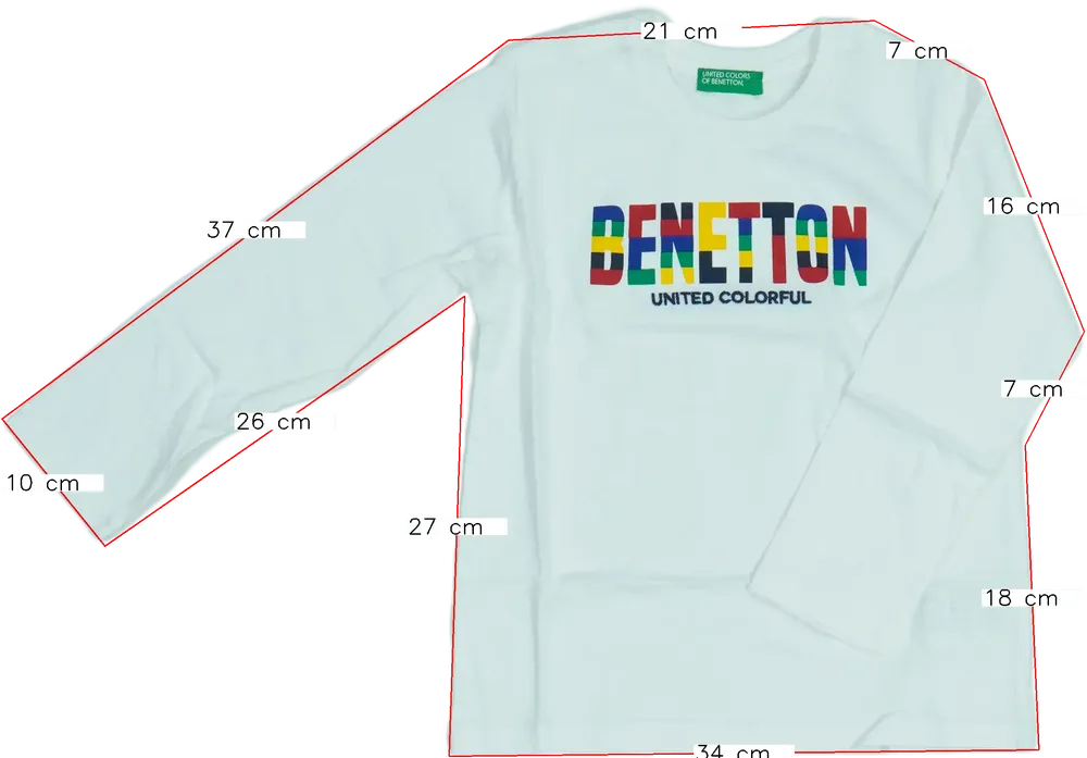 Fehér Benetton Hosszú ujjú felső EU 104 / UK 4 év / US 4T/XS