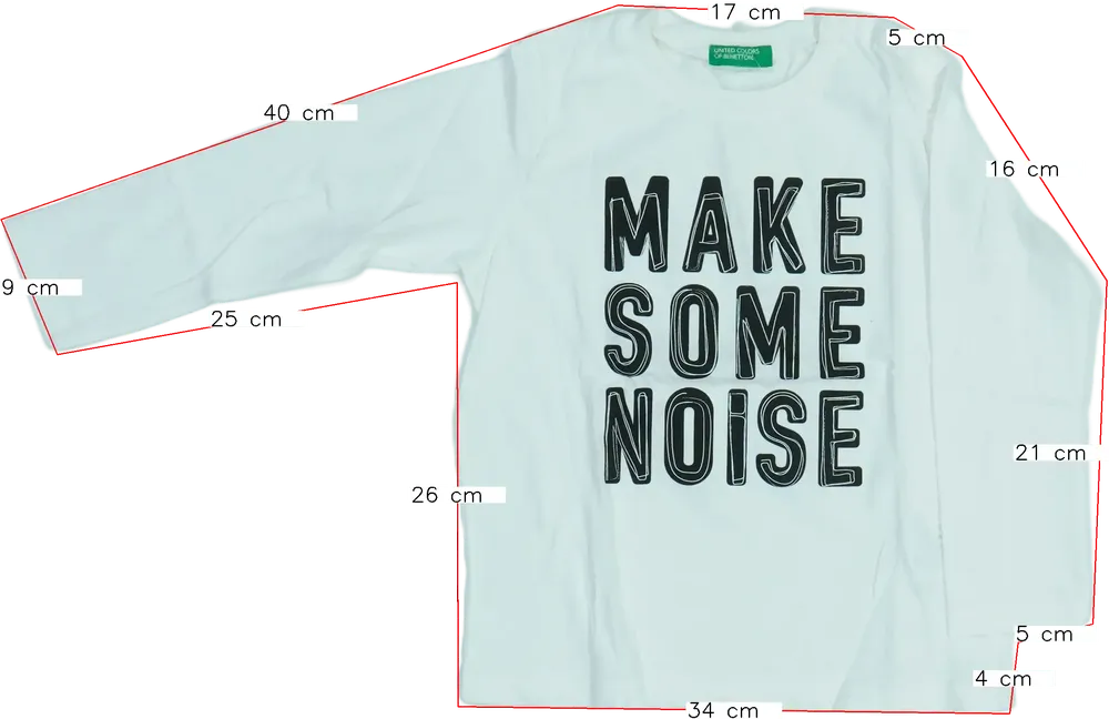 Fehér Benetton Hosszú ujjú felső EU 104 / UK 4 év / US 4T/XS