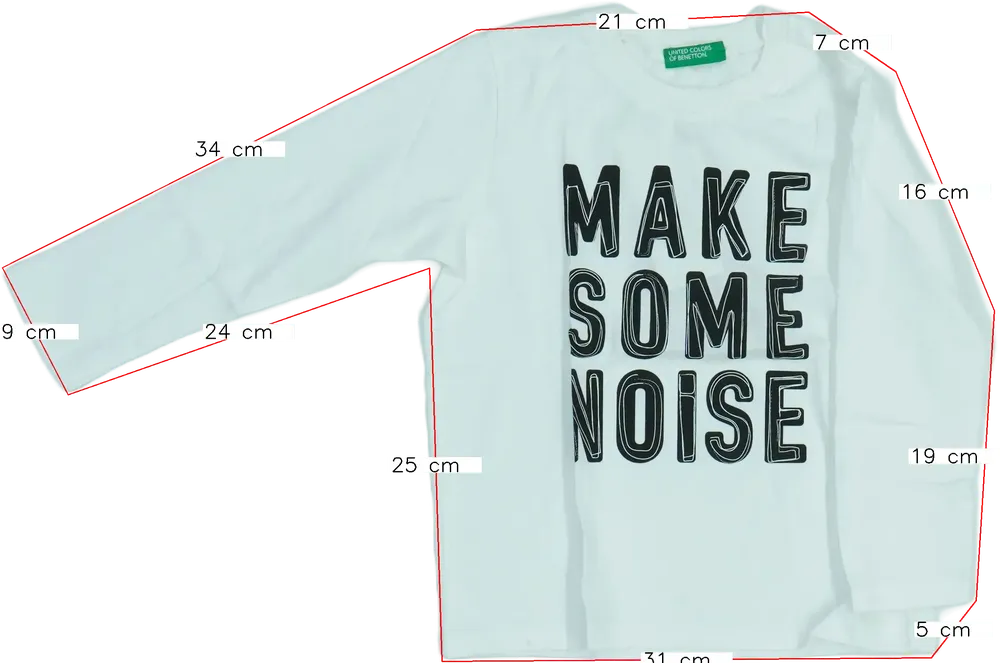 Fehér Benetton Hosszú ujjú felső EU 98 / UK 3 év / US 3T