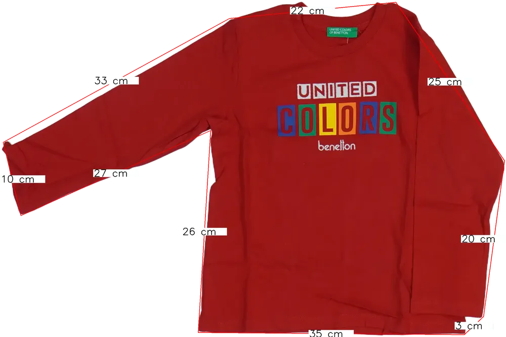 Piros Benetton Hosszú ujjú felső EU 104 / UK 4 év / US 4T/XS