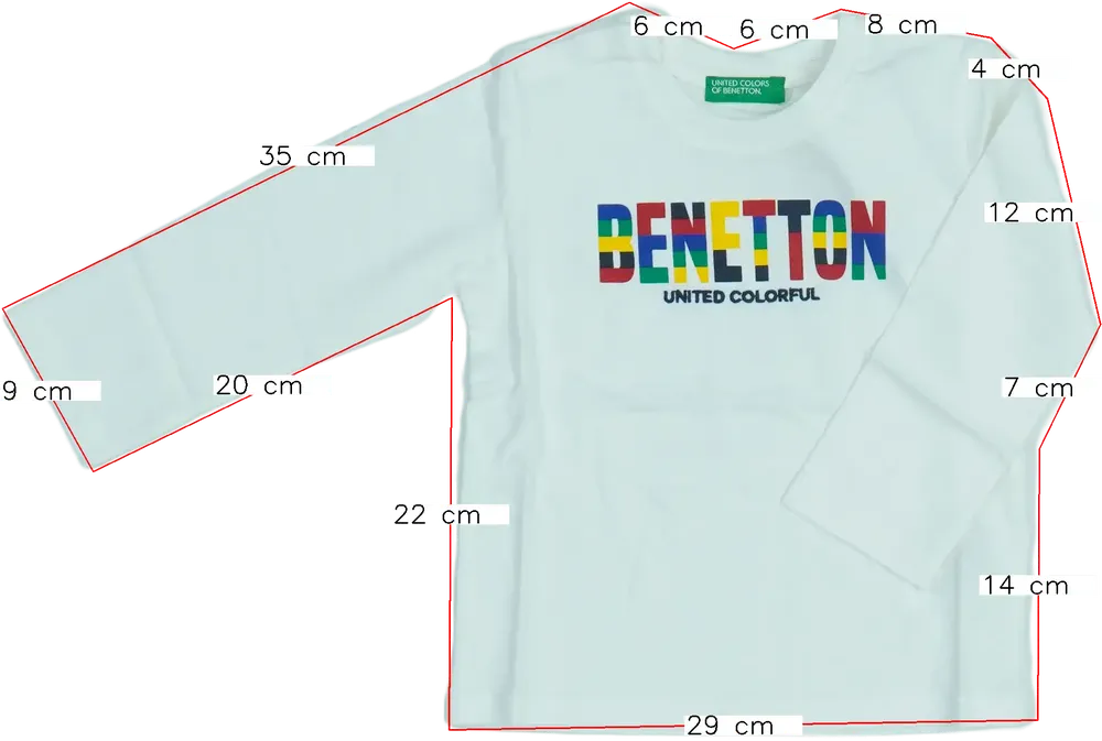 Fehér Benetton Hosszú ujjú felső EU 86 / UK 12-18 hónap / US 18 hónap
