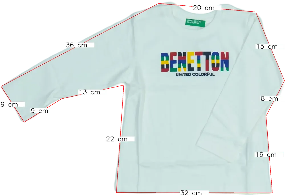 Fehér Benetton Hosszú ujjú felső EU 92 / UK 2 év / US 2T