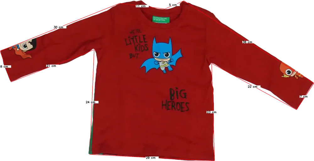 Piros Benetton Hosszú ujjú felső EU 86 / UK 12-18 hónap / US 18 hónap