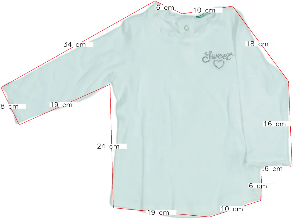 Fehér Benetton Hosszú ujjú felső EU 86 / UK 12-18 hónap / US 18 hónap