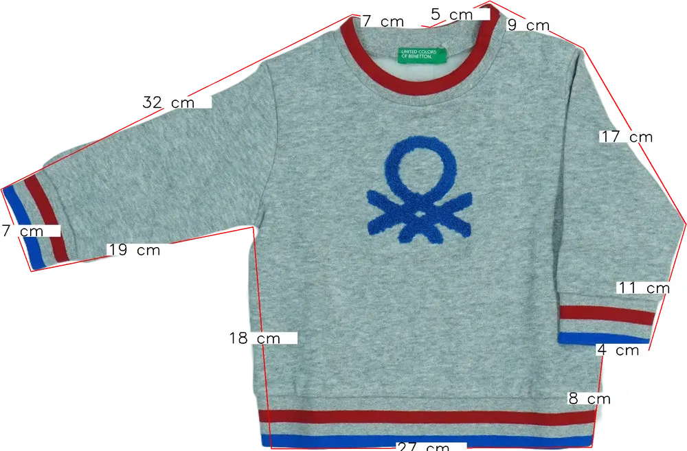Szürke Benetton Pulóver EU 80 / UK 9-12 hónap / US 12 hónap