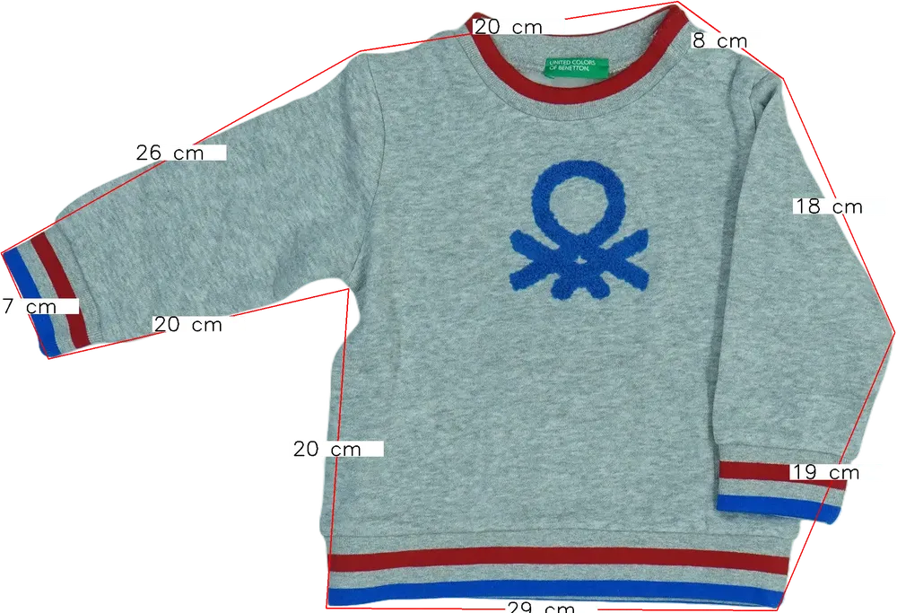 Szürke Benetton Pulóver EU 86 / UK 12-18 hónap / US 18 hónap