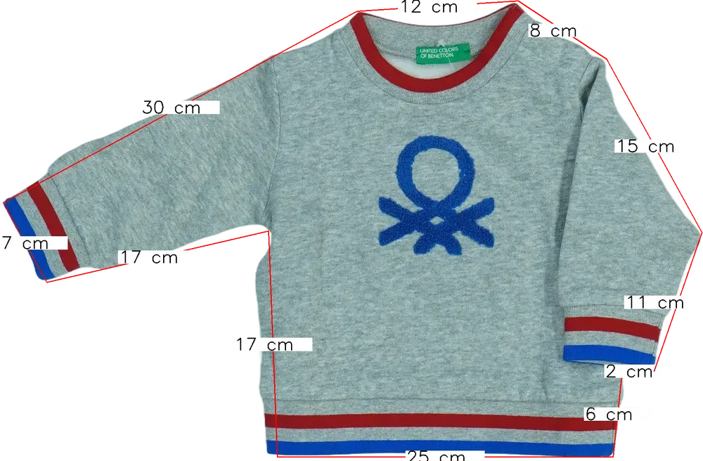 Szürke Benetton Pulóver EU 74 / UK 6-9 hónap / US 6-9 hónap