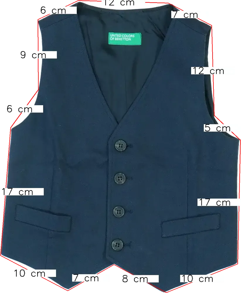 Kék Benetton Mellény EU 92 / UK 2 év / US 2T