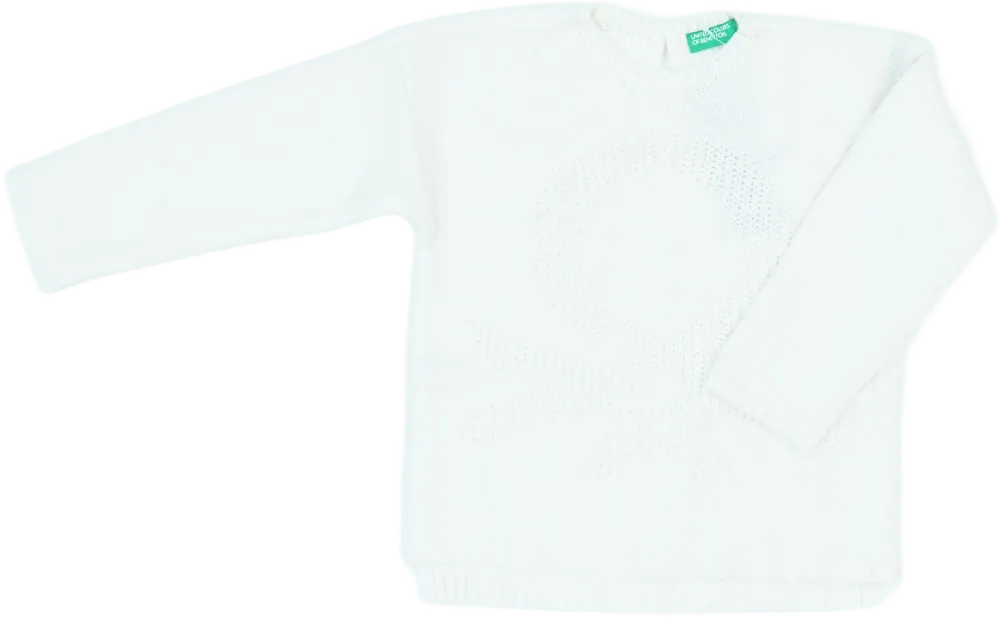 Fehér Benetton Kötött pulcsi EU 98 / UK 3 év / US 3T
