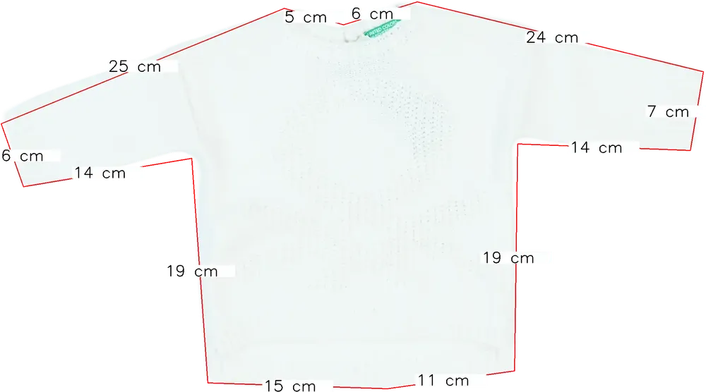 Fehér Benetton Kötött pulcsi EU 68 / UK 3-6 hónap / US 3-6 hónap