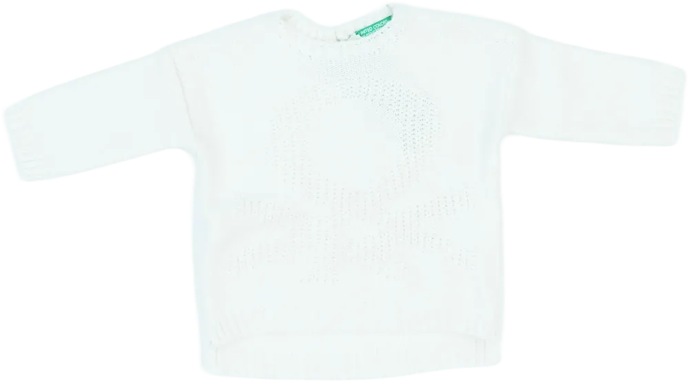 Fehér Benetton Kötött pulcsi EU 68 / UK 3-6 hónap / US 3-6 hónap