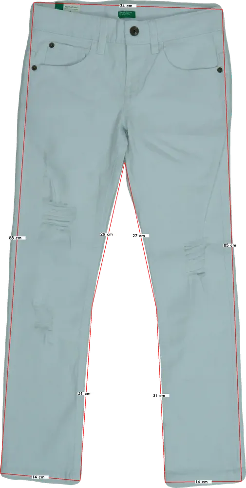 Fehér Benetton Farmernadrág EU 140 / UK 10 év / US 10 év/L