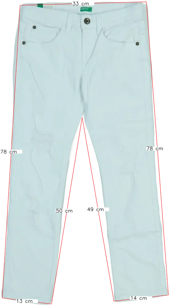 Fehér Benetton Farmernadrág EU 128 / UK 8 év / US 8 év/M