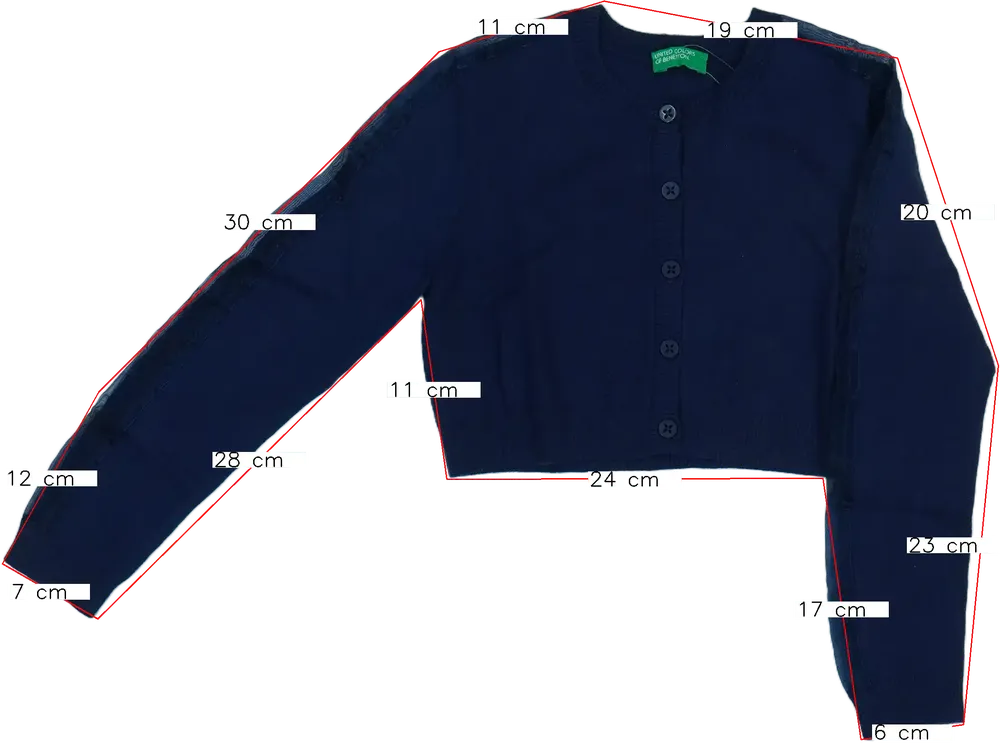 Kék Benetton Bolero EU 122 / UK 7 év / US 7 év/M