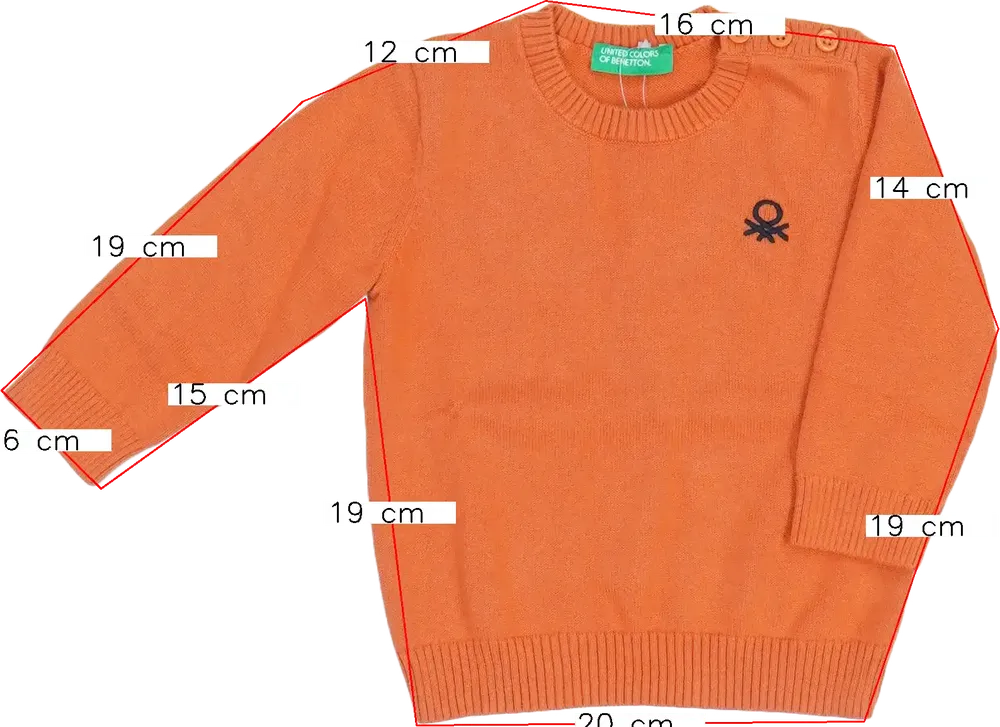 Sárga (narancs) Benetton Pulóver EU 74 / UK 6-9 hónap / US 6-9 hónap