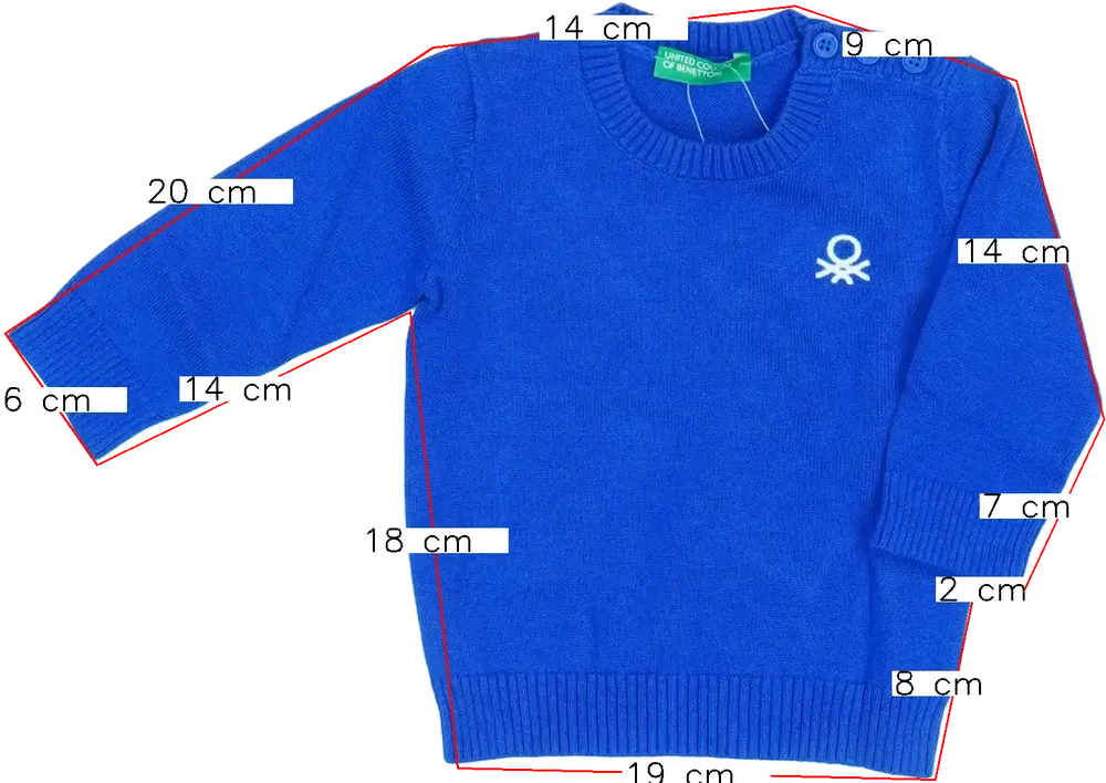Kék Benetton Pulóver EU 68 / UK 3-6 hónap / US 3-6 hónap