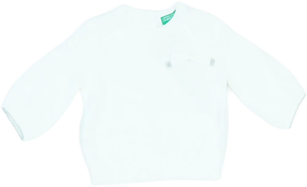 Fehér Benetton Pulóver EU 68 / UK 3-6 hónap / US 3-6 hónap