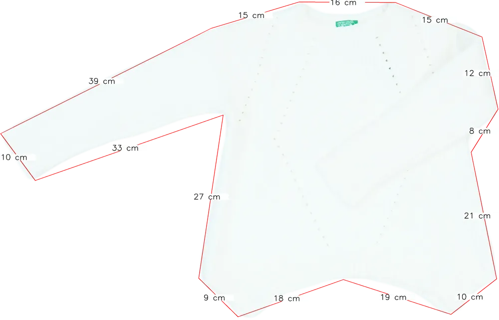 Fehér Benetton Kötött pulcsi EU 128 / UK 8 év / US 8 év/M