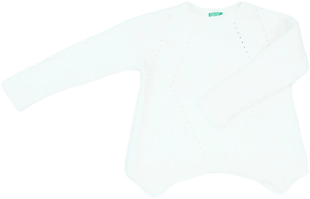 Fehér Benetton Kötött pulcsi EU 128 / UK 8 év / US 8 év/M