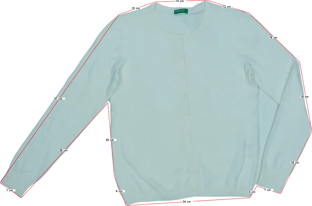 Fehér Benetton Kardigán EU 158 / UK 13 év / US 14 év/XL