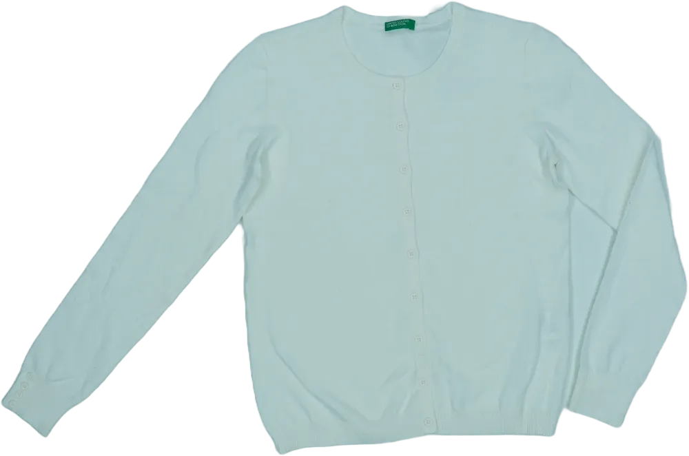 Fehér Benetton Kardigán EU 158 / UK 13 év / US 14 év/XL