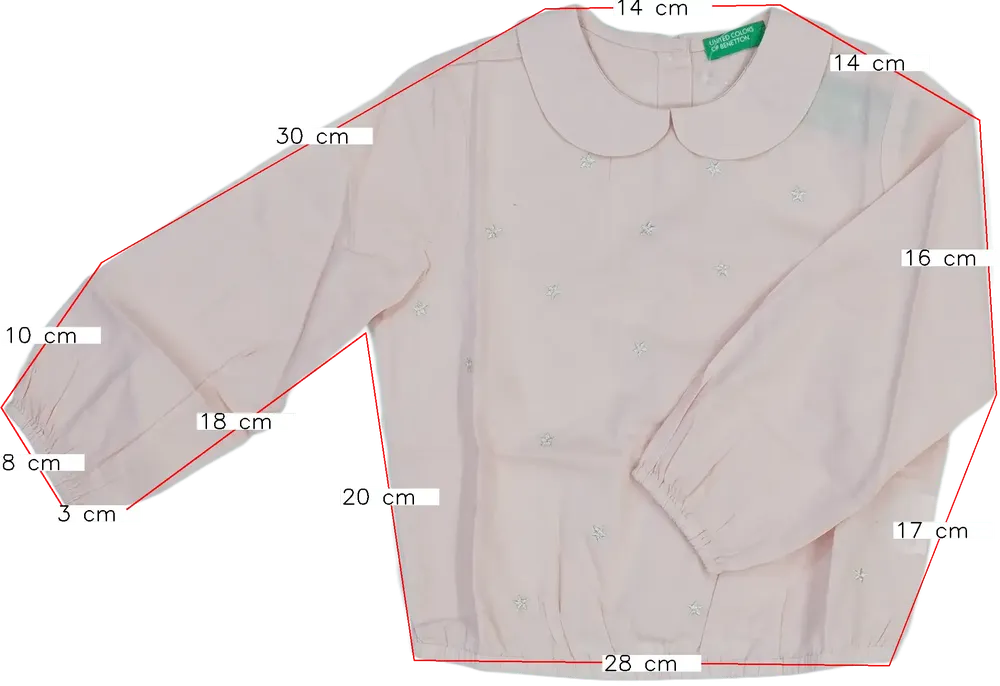 Rózsaszín Benetton Blúz EU 98 / UK 3 év / US 3T
