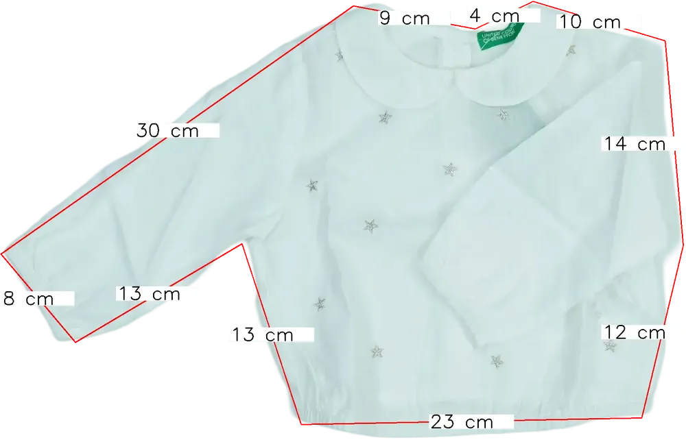 Fehér Benetton Blúz EU 74 / UK 6-9 hónap / US 6-9 hónap