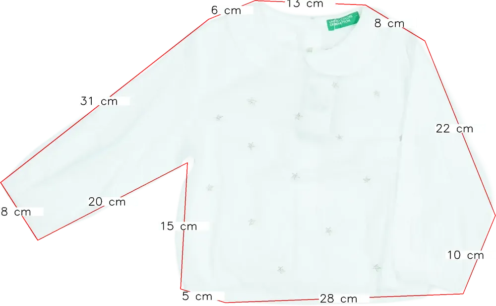 Fehér Benetton Blúz EU 86 / UK 12-18 hónap / US 18 hónap