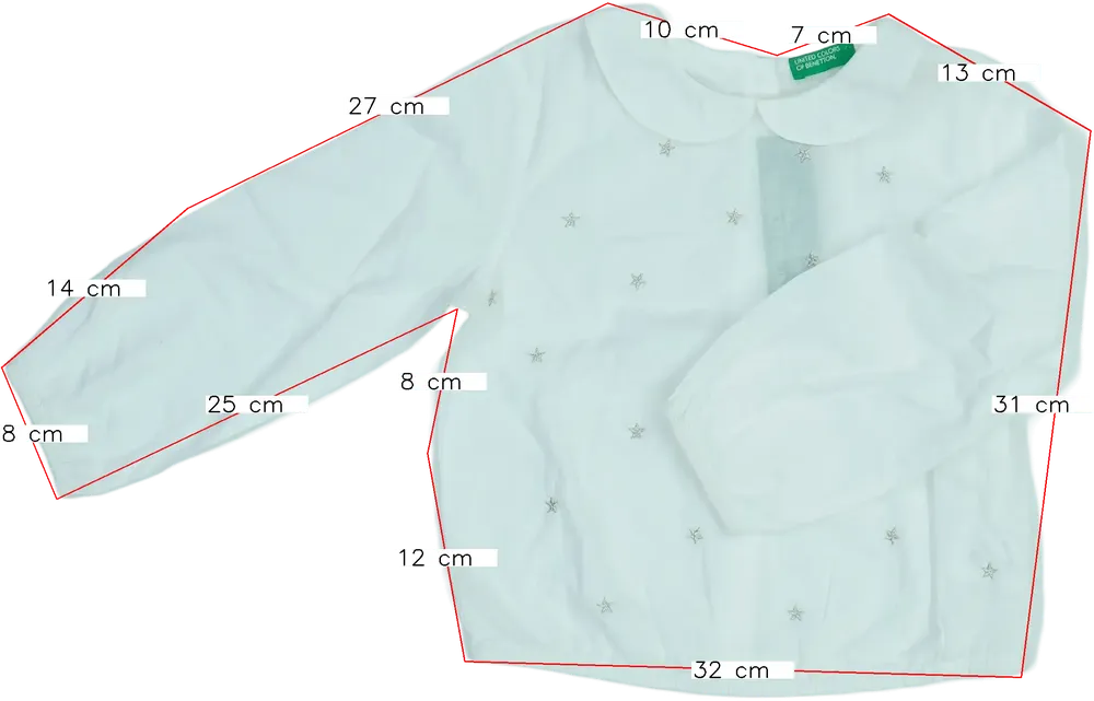 Fehér Benetton Blúz EU 98 / UK 3 év / US 3T