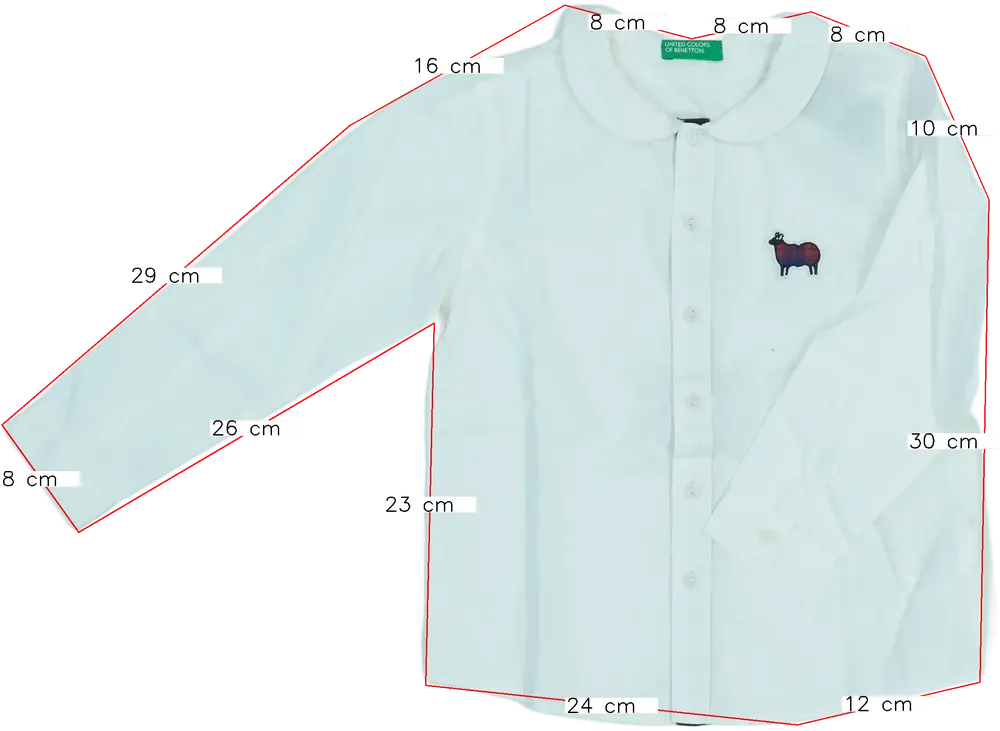 Fehér Benetton Blúz EU 104 / UK 4 év / US 4T/XS