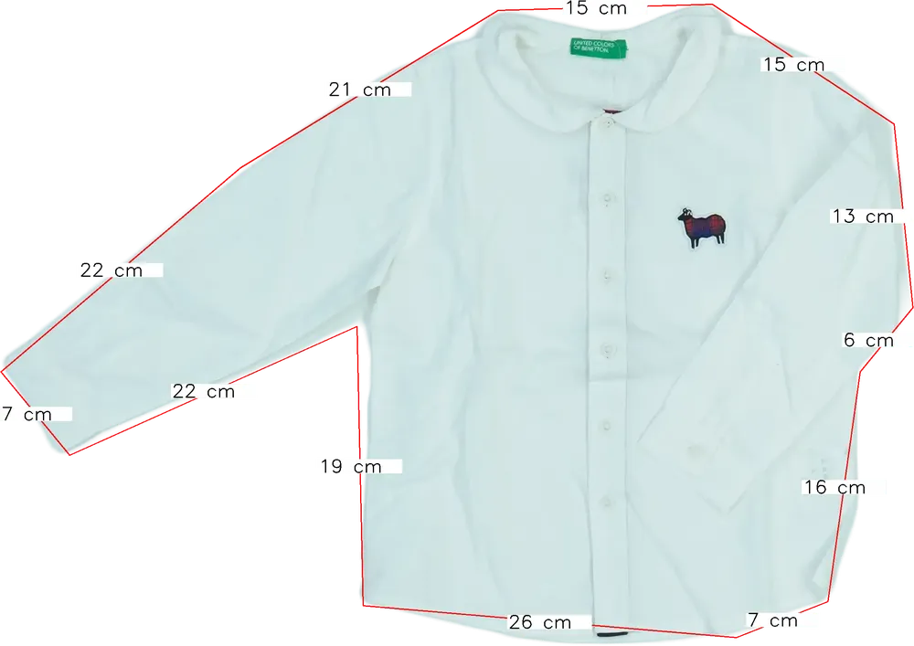 Fehér Benetton Blúz EU 98 / UK 3 év / US 3T