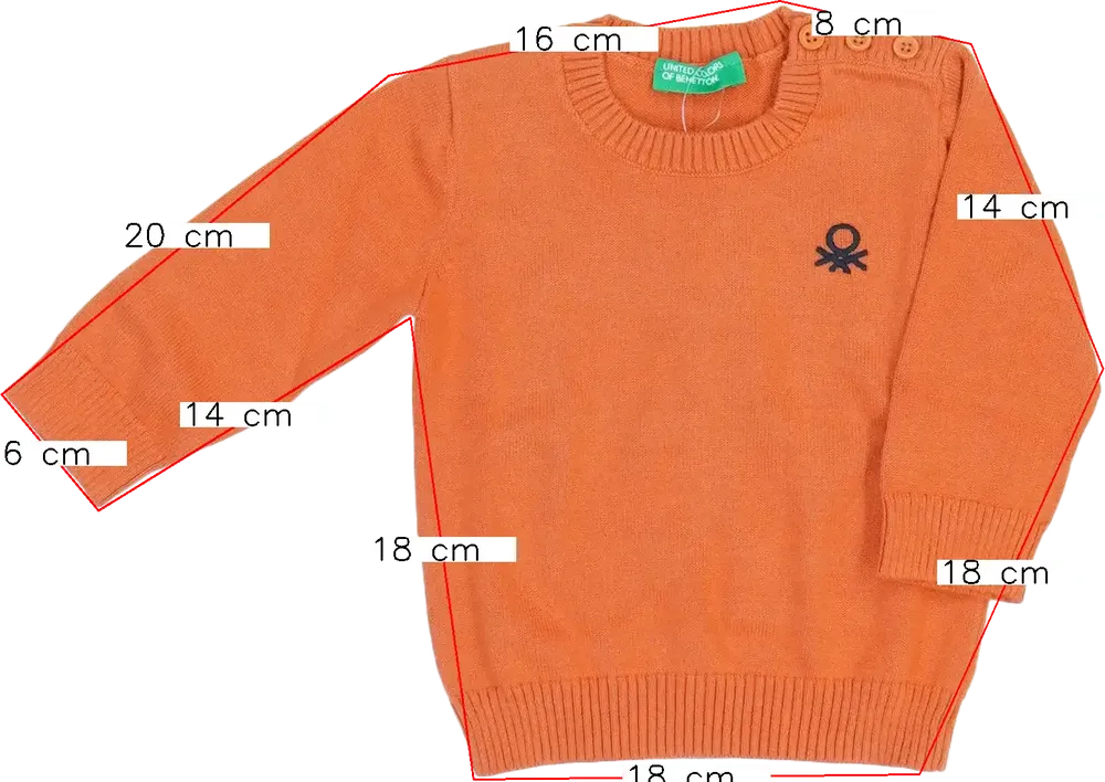 Sárga (narancs) Benetton Pulóver EU 68 / UK 3-6 hónap / US 3-6 hónap